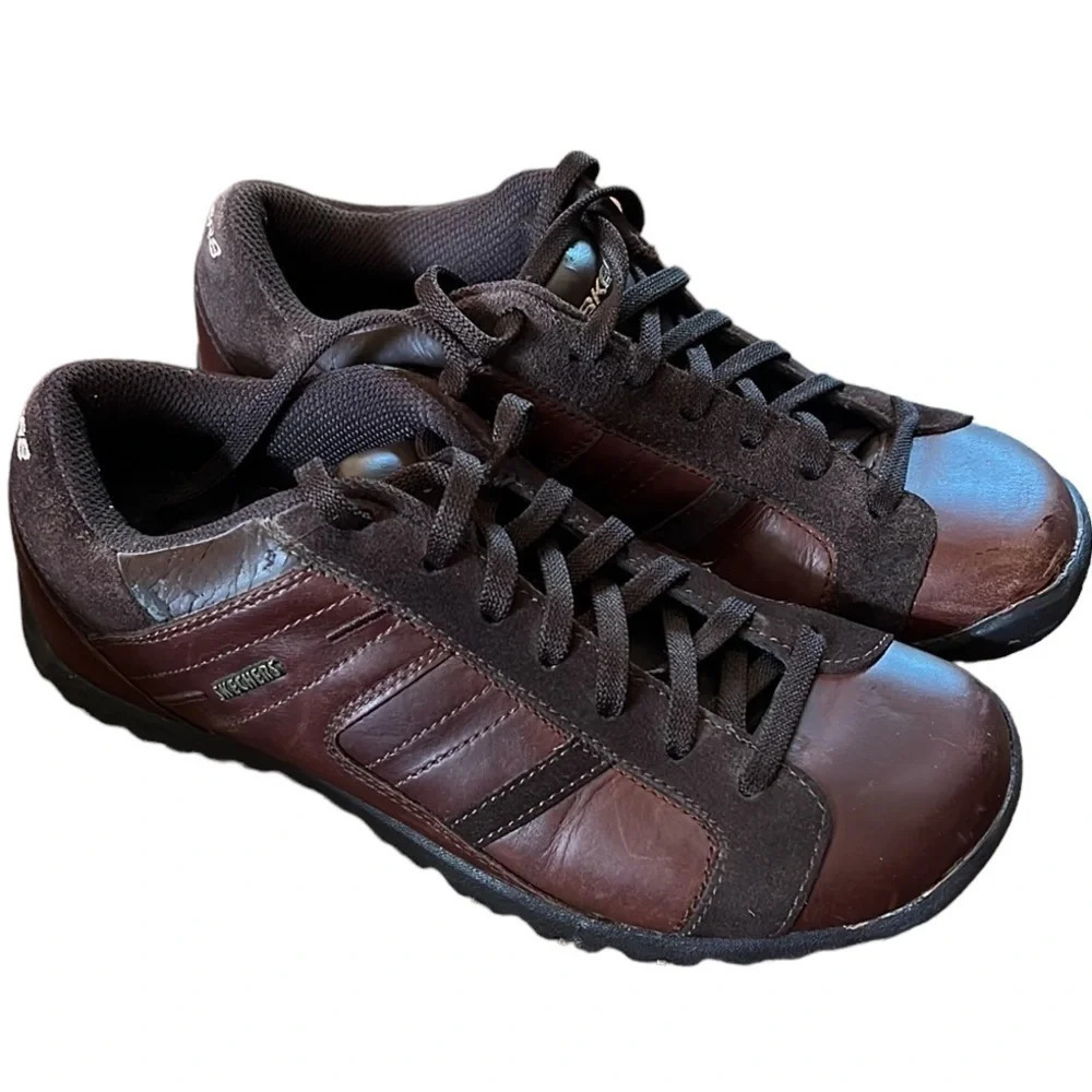 Skechers Y2K Men’s Lace Up Brown Leather Sneakers. Sz 8.5